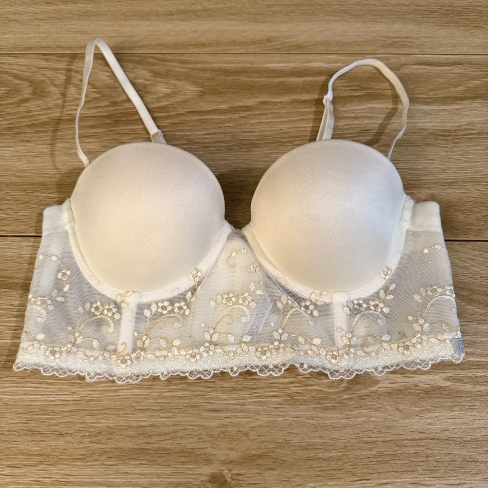 Aerie Embroidered Corset Bra 32C